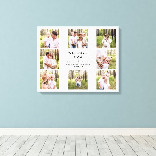 Wir Liebe Sie Opa & Oma Foto Collage Leinwand (Insitu (Holzboden))