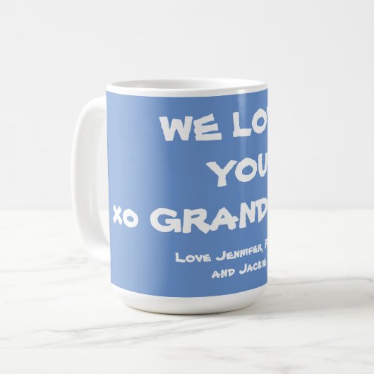 Wir Liebe Sie Opa Personalisiert weiches Blau & We Kaffeetasse (Vorderseite Links)