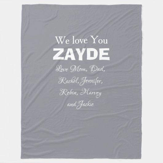 Wir Liebe Sie Opa ZAYDE Geschenknamen Elegant Grau Fleecedecke (Vorderseite)