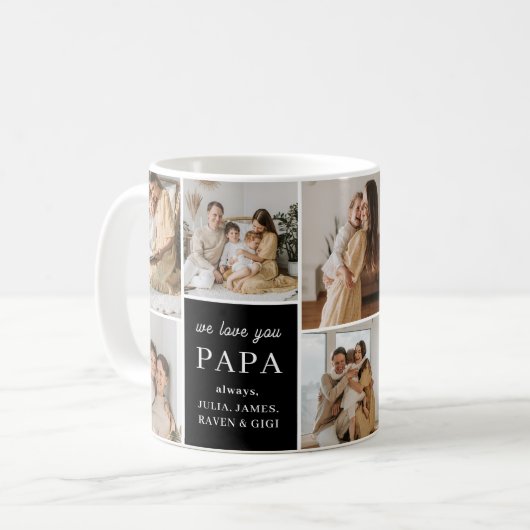 Wir Liebe Sie Papa Elegante Modernes 9 Foto Kaffeetasse (Vorderseite Links)