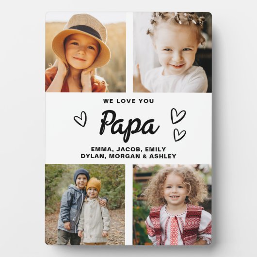 Wir Liebe Sie Papa Familie Moderne FotoCollage Fotoplatte (Vorderseite)