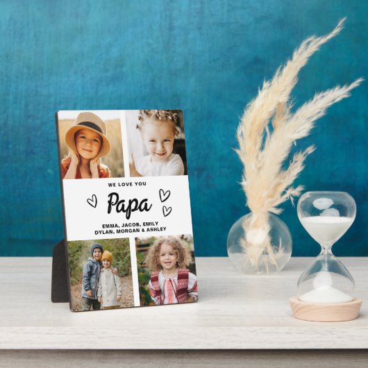 Wir Liebe Sie Papa Familie Moderne FotoCollage Fotoplatte (Seite)