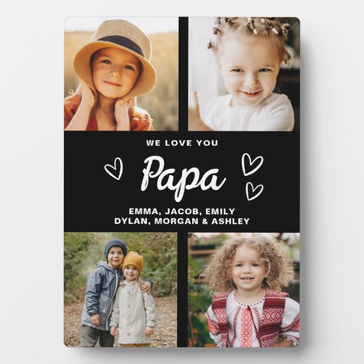 Wir Liebe Sie Papa Familie Moderne FotoCollage Fotoplatte (Vorderseite)