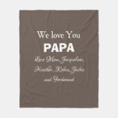 Wir Liebe Sie Papa Geschenkschrift Familiennamen M Fleecedecke (Vorderseite)