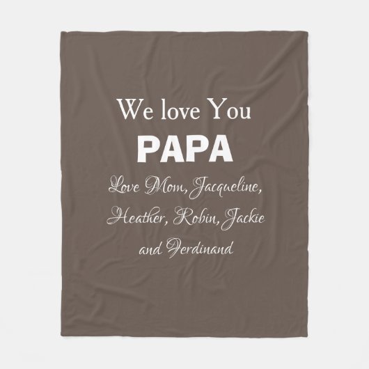 Wir Liebe Sie Papa Geschenkschrift Familiennamen M Fleecedecke (Vorderseite)