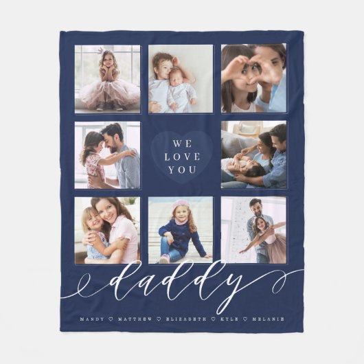 Wir Liebe Sie Papa| Großkinder und Fotos Fleecedecke (Vorderseite)