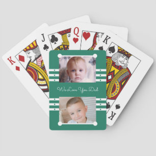 Wir Liebe Sie Papa mit Namen grün weiß Foto Spielkarten