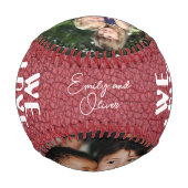 Wir Liebe Sie Papa Red Leather Print 2 Foto Baseball (Rückseite)