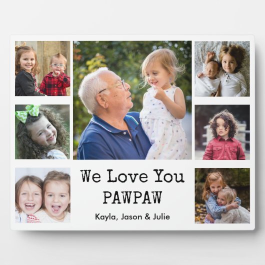 Wir Liebe Sie Pawpaw Grandkids 7 Foto Collage Fotoplatte (Vorderseite)