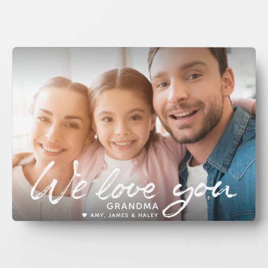 Wir Liebe Sie Pinsel Script Individuelle Name Foto Fotoplatte (Vorderseite)