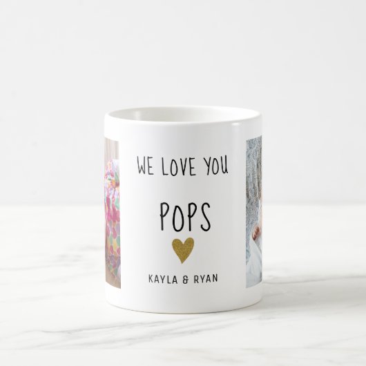 Wir Liebe Sie Pop 2 Foto Collage Opa  Kaffeetasse (Mittel)