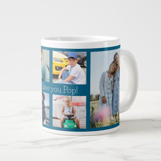 Wir Liebe Sie Pop Großvater 6 Foto Jumbo-Tasse (Vorderseite Rechts)