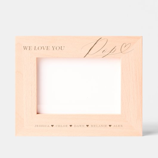 Wir Liebe Sie Pop Skript Herzkinder Namen Keepake Geätzte Rahmen (Vorderseite)
