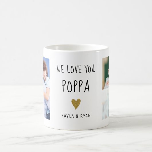 Wir Liebe Sie Poppa 3 FotoCollage Großopa Kaffeetasse (Mittel)