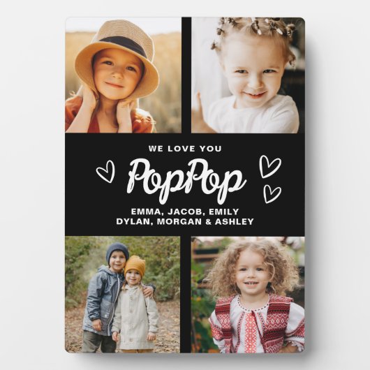 Wir Liebe Sie PopPop Opa FotoCollage Fotoplatte (Vorderseite)