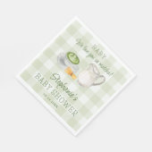 Wir Liebe Sie so Matcha Green Gingham Baby Dusche Serviette (Ecke)
