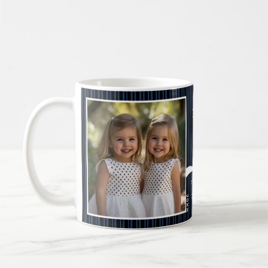 Wir Liebe Sie Vater 2 Foto Custom Stripe Modern P2 Kaffeetasse (Links)