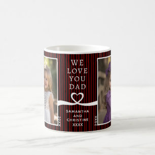 Wir Liebe Sie Vater 2 Foto Custom Stripe Modern P2 Kaffeetasse
