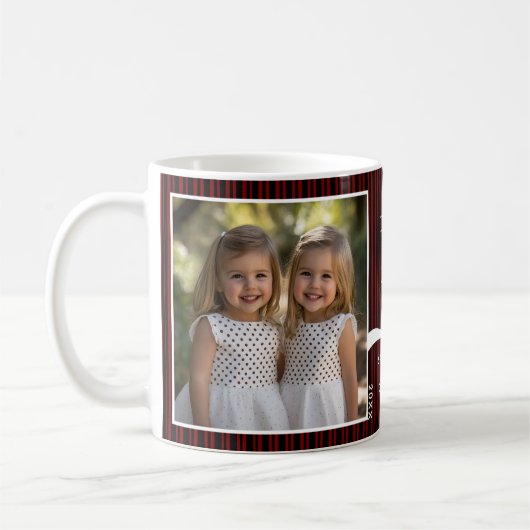 Wir Liebe Sie Vater 2 Foto Custom Stripe Modern P2 Kaffeetasse (Links)