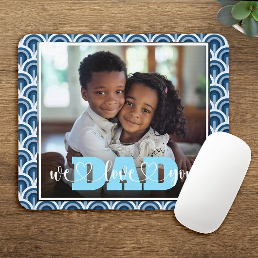 Wir Liebe Sie Vater Art Deco Blue Custom Foto Mousepad