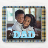 Wir Liebe Sie Vater Blau Gelb Kariertes Foto Mousepad (Vorne)
