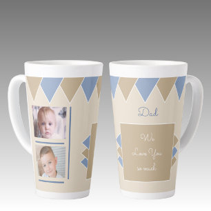 Wir Liebe Sie Vater blau und braun mit Fotos Milchtasse