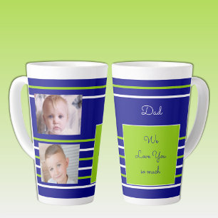 Wir Liebe Sie Vater blau und grün mit Fotos Milchtasse