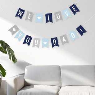 Wir Liebe Sie Vater Blue Navy Graue Väter Tag Wimpelkette