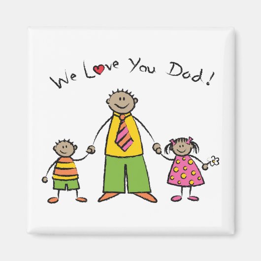 Wir Liebe Sie Vater Cartoon Familie glücklichen Va Magnet (Vorne)