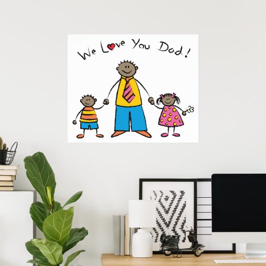 Wir Liebe Sie Vater Cartoon Familie glücklichen Va Poster (Heimbüro)