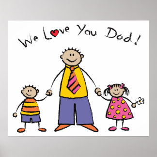 Wir Liebe Sie Vater Cartoon Familie glücklichen Va Poster