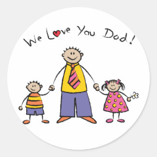 Wir Liebe Sie Vater Cartoon Familie glücklichen Va Runder Aufkleber