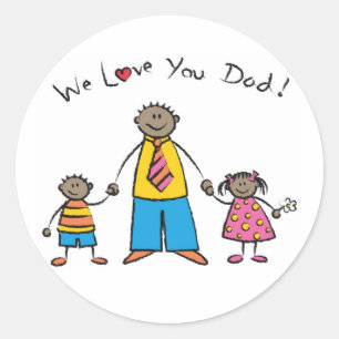 Wir Liebe Sie Vater Cartoon Familie glücklichen Va Runder Aufkleber