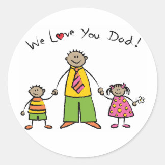 Wir Liebe Sie Vater Cartoon Familie glücklichen Va Runder Aufkleber