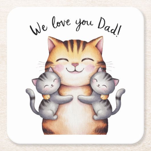 Wir Liebe Sie Vater Cat Rechteckiger Pappuntersetzer (Vorderseite)