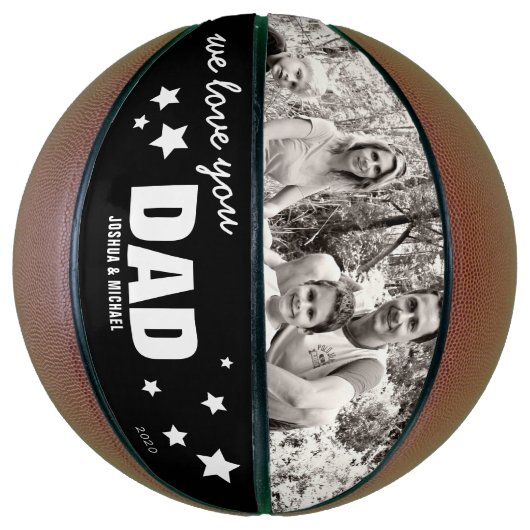 Wir Liebe Sie Vater Foto | Schwarz-Weiß-Stars Basketball (Vertikal)