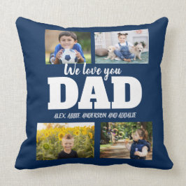 Wir Liebe Sie Vater Navy Blue 4 Foto Collage Kissen