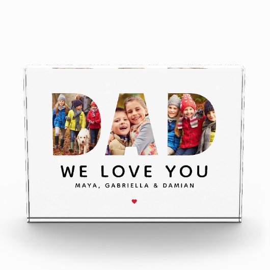 Wir Liebe Sie Vater Personalisiert Collage Fotoblock (Vorderseite)