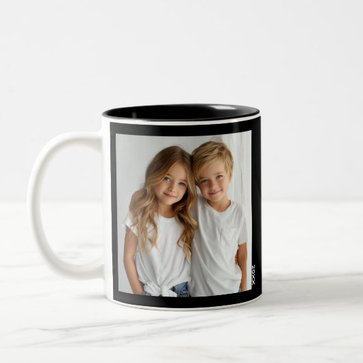 Wir Liebe Sie Vater, zwei Fotos benutzerdefinierte Zweifarbige Tasse (Links)