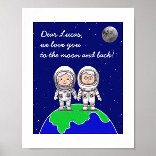 Wir Liebe Sie zum Mond und Backposter von JoImage Poster