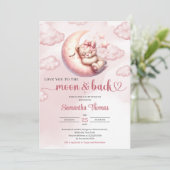 Wir Liebe Sie zum Mond und zurück Babydusche Einladung (Stehend Vorderseite)