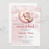 Wir Liebe Sie zum Mond und zurück Babydusche Einladung (Vorne/Hinten)