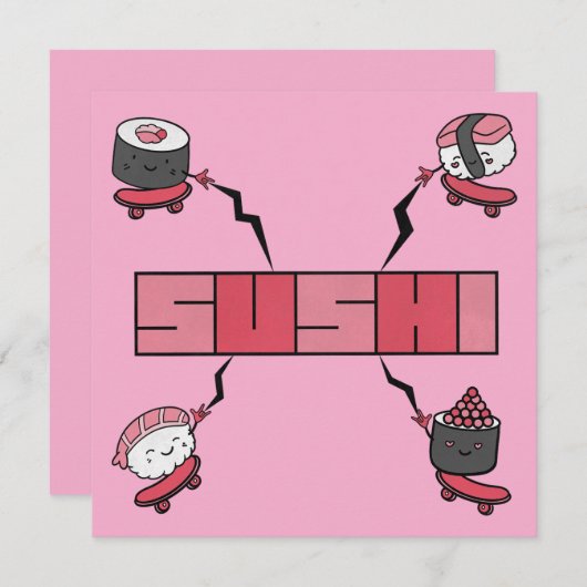 Wir Liebe Sushi - Sushi Liebe - ASL ILY Obsession Dankeskarte (Vorne/Hinten)