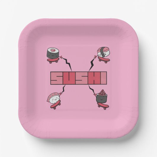 Wir Liebe Sushi - Sushi Liebe - ASL ILY Obsession Pappteller (Vorderseite)