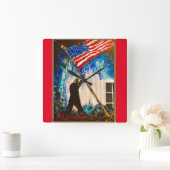 Wir Liebe Trump Clock Quadratische Wanduhr (Zuhause)