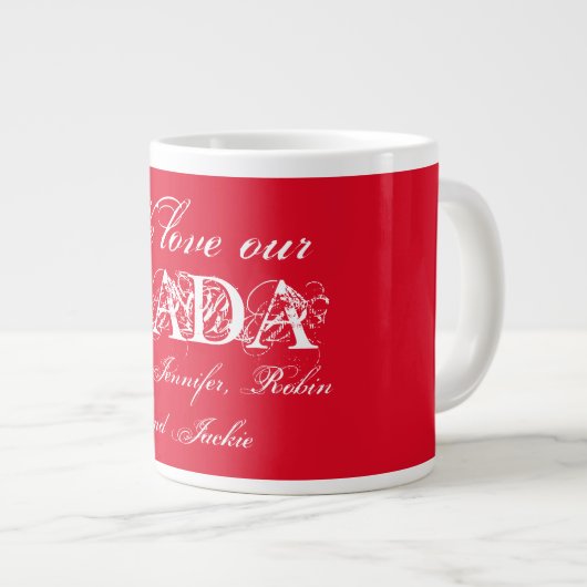 Wir Liebe Unser Dada' Niedliches Personalisiertes Jumbo-Tasse (Vorderseite Rechts)