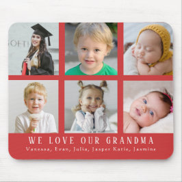 Wir Liebe unser Oma |Grandkids Foto Collage Red Mousepad