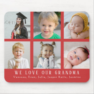 Wir Liebe unser Oma Grandkids Foto Collage Red Mousepad