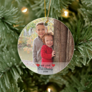 Wir Liebe unser Vater Herz & 2 Fotos Weihnachten Keramikornament
