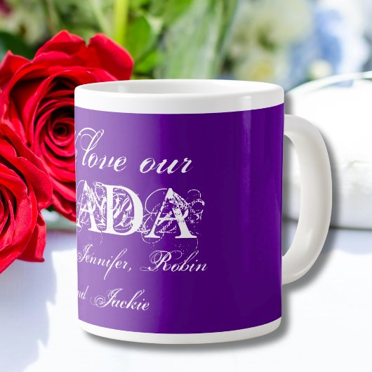 Wir Liebe unsere Dada Niedlich Personalisiert Lila Jumbo-Tasse